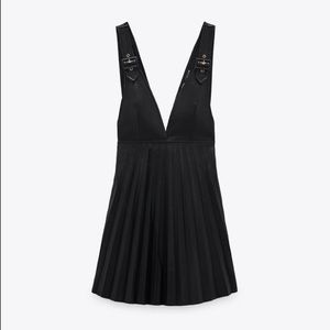 Zara Leather Pleated Mini Dress